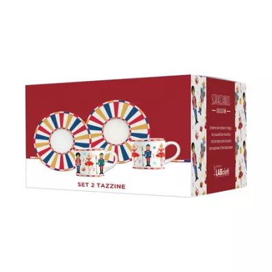 Bialetti Zestaw 2 filianek ze spodkami do espresso Nutcracker 80 ml