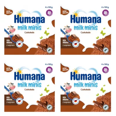 Humana Milk Minis Budy czekoladowy po 10. miesicu Zestaw 4 x 400 g