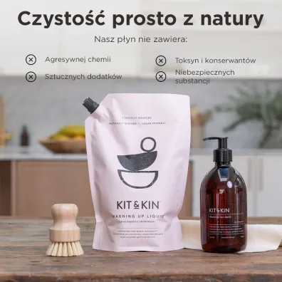 Kit and Kin Naturalny P�yn do mycia naczy�, o zapachu grejpfruta 500 ml