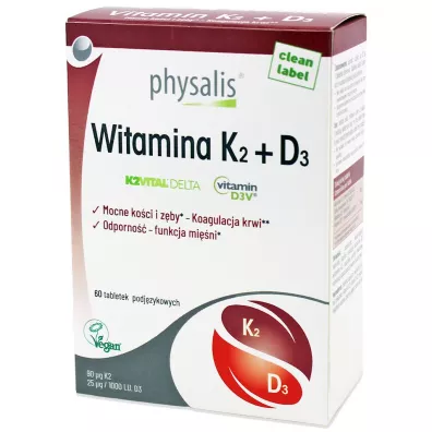 Physalis Witamina K2 + D3 tabletki podj�zykowe Suplement diety 60 szt.
