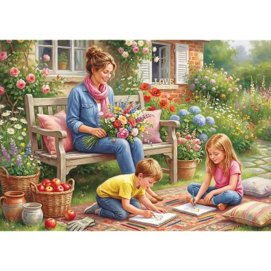 Puzzle 1000 Premium Plus Rodzina w ogrodzie Trefl