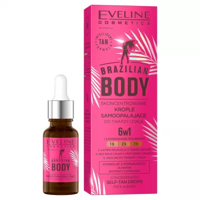 Eveline Cosmetics Brazilian Body skoncentrowane krople samoopalaj�ce do twarzy i cia�a 18 ml