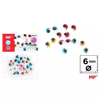 Mp Main Paper Oczy ruchome samoprzylepne kolorowe 6mm