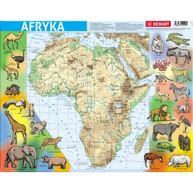 Puzzle ramkowe 72 el. Afryka mapa fizyczna Demart