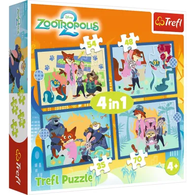 Puzzle 4w1 Zootopia przygody TREFL 34677  TR