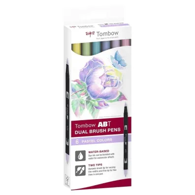 Tombow Flamastry Brush pen dwustronne pastel 6 kolor�w