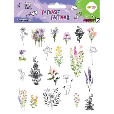 Tatua�e zmywalne Flowers HAPPY COLOR