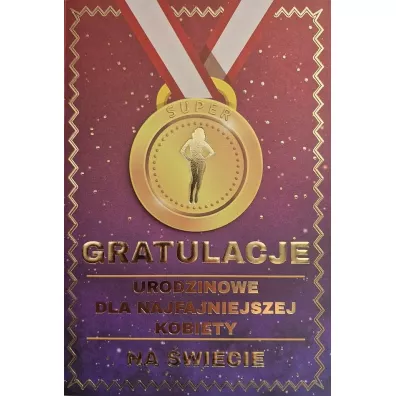 Yeku Karnet Urodziny medal damskie