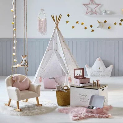 Atmosphera Kosz tekstylny na zabawki Pink Stars