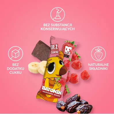 BeRaw Kids Baton Truskawka Banan 25 g
