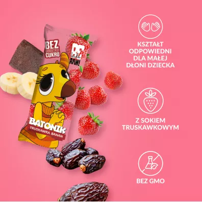 BeRaw Kids Baton Truskawka Banan 25 g