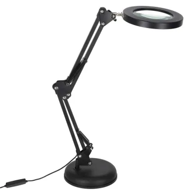 Lampka na biurko biurkowa LED z lup� szk�o powi�kszaj�ce obrotowy wysi�gnik 2 sposoby mocowania