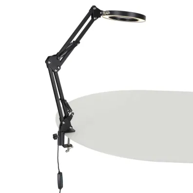 Lampka na biurko biurkowa LED z lup� szk�o powi�kszaj�ce obrotowy wysi�gnik 2 sposoby mocowania