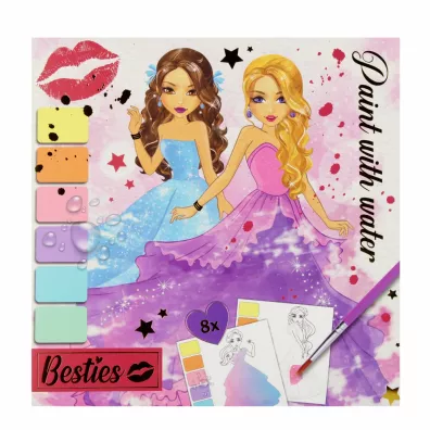 Malowanka wodna 22x22 cm Besties 8 arkuszy GRAFIX 098296 ROZ