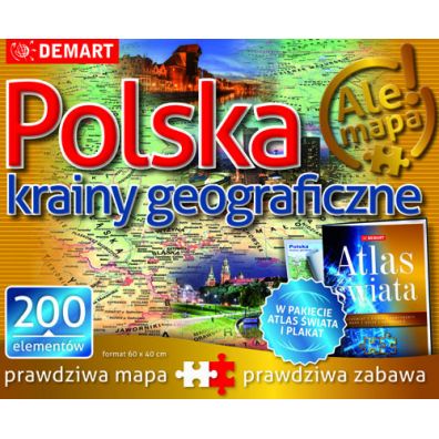 Atlas + Puzzle 200 el. Polska krainy geograficzne Demart