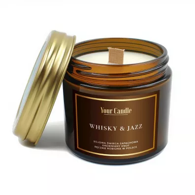 Your Candle wieca sojowa zapachowa z drewnianym knotem whisky & jazz 120 ml