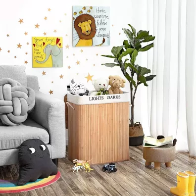 Songmics Kosz bambusowy naturalny stojcy 52 cm Brzowy
