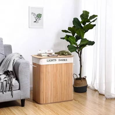 Songmics Kosz bambusowy naturalny stojcy 52 cm Brzowy