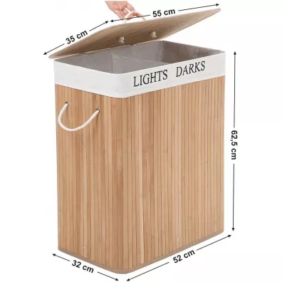 Songmics Kosz bambusowy naturalny stojcy 52 cm Brzowy