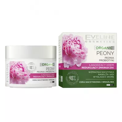 Eveline Cosmetics Organic Peony �agodz�cy krem przeciwzmarszczkowy do twarzy 50 ml