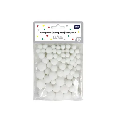 Interdruk Pompony do dekoracji White 80 szt.