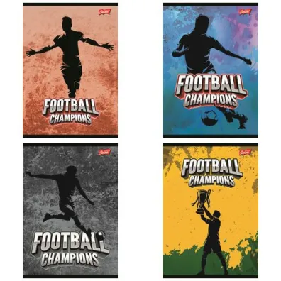 St. Majewski Zeszyt A4 32 kartki kratka. Ok�adka laminowana  lakier miejscowy UV 70 g/m2. Football Champions