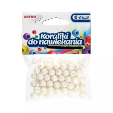 Brewis Koraliki do nawlekania + sznurek bia�e 8mm, 16g