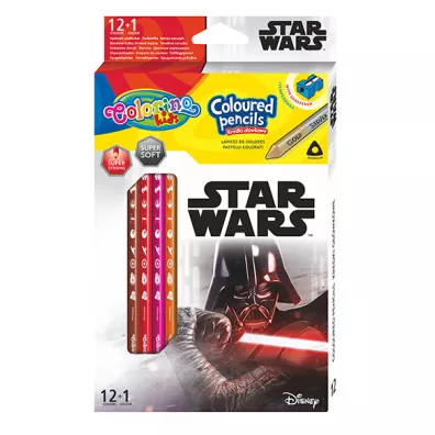 Patio Kredki owkowe trjktne Colorino Kids + temperwka Star Wars 13 szt.