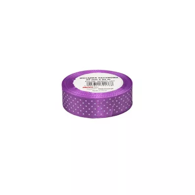 Wst��ka satynowa w kropki fioletowa 25mm x 22m