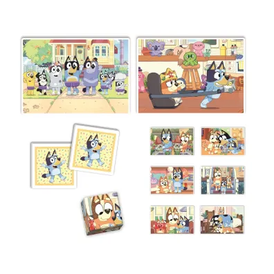 Edukit 4w1. Puzzle 30+48 el., Memo, Klocki obrotowe edukacyjne Bluey Clementoni