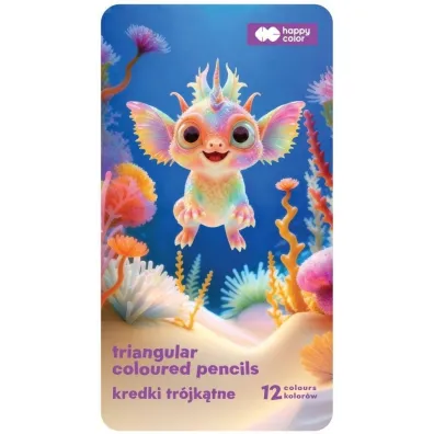Kredki drewniane tr�jk�tne 12 kolor�w HAPPY COLOR