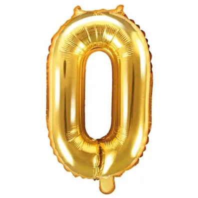 PartyDeco Balon foliowy Cyfra "0", 35cm, z�oty