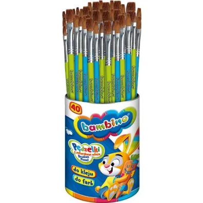 St. Majewski P�dzelki do farb i kleju Bambino w kubku 40 szt.