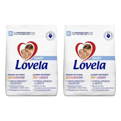 Lovela Baby hipoalergiczny proszek do prania ubranek niemowl�cych i dzieci�cych do kolor�w Zestaw 2 x 1.3 kg