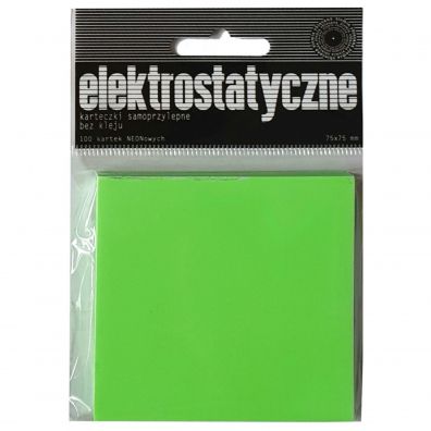 Ziemia Obiecana Karteczki elektrostatyczne samoprzylepne Neon 75x75 mm zielone 100 kartek