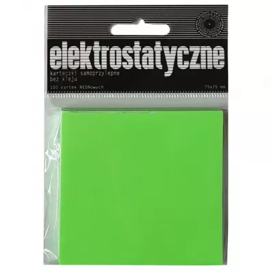 Ziemia Obiecana Karteczki elektrostatyczne samoprzylepne Neon zielone 75x75 mm 100 kartek
