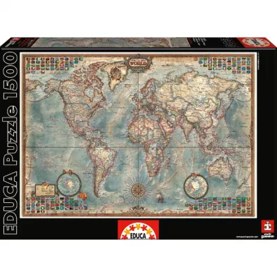 Puzzle 1500 el. Polityczna mapa wiata Educa
