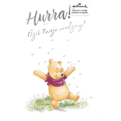 Kukartka Karnet Urodziny Kubu� Puchatek, naklejane cyfry (11x17cm) DHS-029