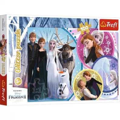Puzzle 100 el. Glitter. W blasku mioci. Disney Frozen 2 Trefl