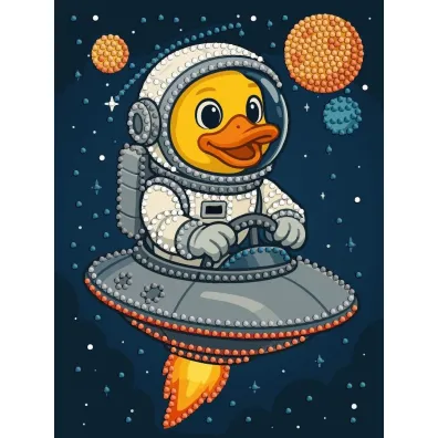 Diamentowa mozaika - Kaczka w kosmosie 15x20cm Ideyka