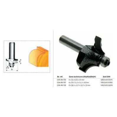 Drel/Condor Condor frez do drewna 8x35x11x11x16mm707 do zaokr�gle�, z �o�yskiem.