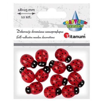 Titanum Drewniane biedronki samoprzylepne 3D 1,8 x 2,5 cm 12 szt.