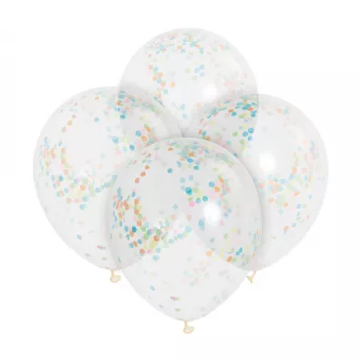 Godan Balon z kolorowym konfetti transparentny 6 szt.