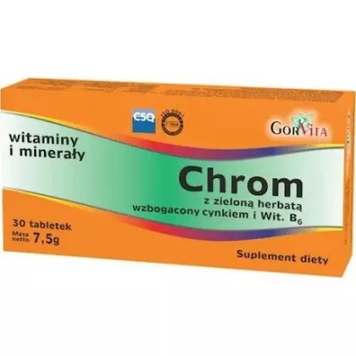 Gorvita Chrom z zielon� herbat� cynkiem i witamin� B6 Suplement diety 30 tab.
