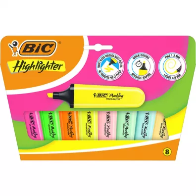 Zakre�lacz BIC Flat Highlighter Neon pastel blister 8szt.