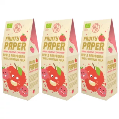 Diet-Food Papier owocowy - jab�ko + malina Zestaw 3 x 25 g Bio