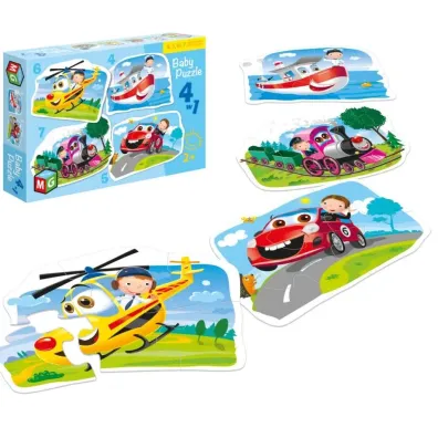 Puzzle 4w1 - Baby Pojazdy (4+5+6+7 el.) Multigra