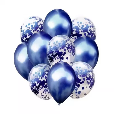 GoParty Balony granatowy metalik i konfetti 10 szt.
