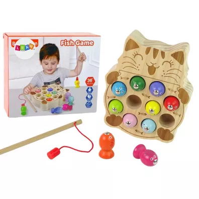 Drewniana gra zrcznociowa owienie rybek Leantoys