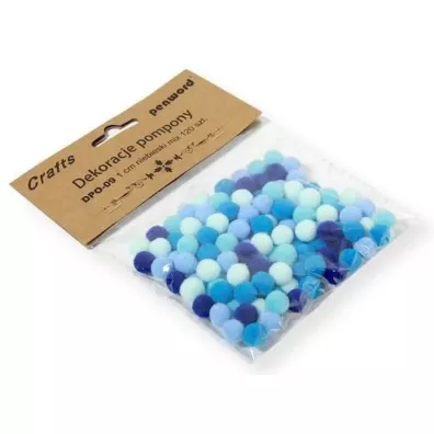 Penword Dekoracje pompony mix niebieski 1cm